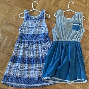 H&M Blue & White Girls' Size 8 Sleeveless Summer Dress Duo